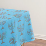 Elegant Sky Blue | Chanukah Hanukkiyah | MENORAH Tablecloth<br><div class="desc">Elegant sky blue MENORAH Tablecloth,  showing with faux silver menorah in a tiled pattern. This is a minimalist,  simple,  elegant design,  especially suitable for your Hanukkah celebrations.  Available in other colours,  or you can change the colour by clicking on Customise Further and choosing from the colour palette.</div>