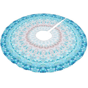 Elegant Sky Blue Crystal Mandala      Brushed Polyester Tree Skirt