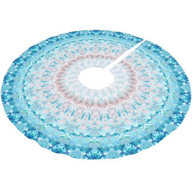 Elegant Sky Blue Crystal Mandala      Brushed Polyester Tree Skirt (Angled)
