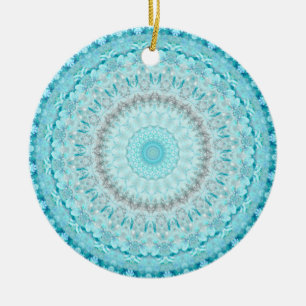 Elegant Sky Blue Crystal Mandala    Ceramic Ornament