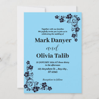 Elegant Sky Blue Wedding Invitation – Romantic