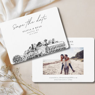 Elegant Skyline Modern Seattle Save the Date Invitation