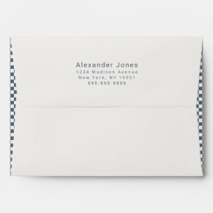 Elegant Slate Blue Check Pattern Business Envelope