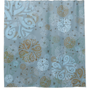 Elegant Slate Blue Ethnic Motif Shower Curtain