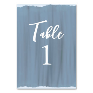 Elegant Slate Blue Faux Glass Painted Wedding Table Number