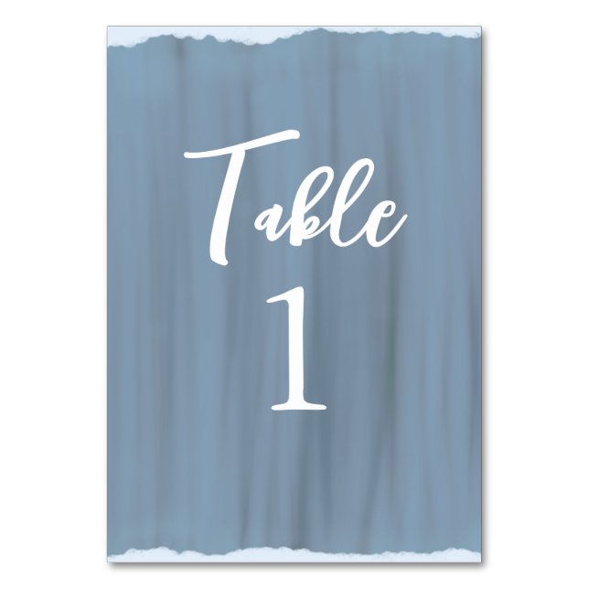 Elegant Slate Blue Faux Glass Painted Wedding  Table Number (Front)