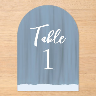 Elegant Slate Blue Painted Wedding Table Number