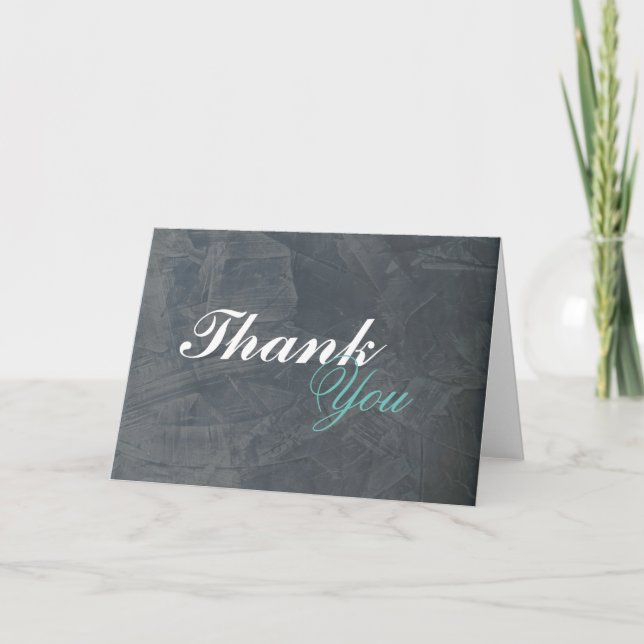 Elegant Slate Gray Stucco Blank Thank You 2.0 Card (Front)