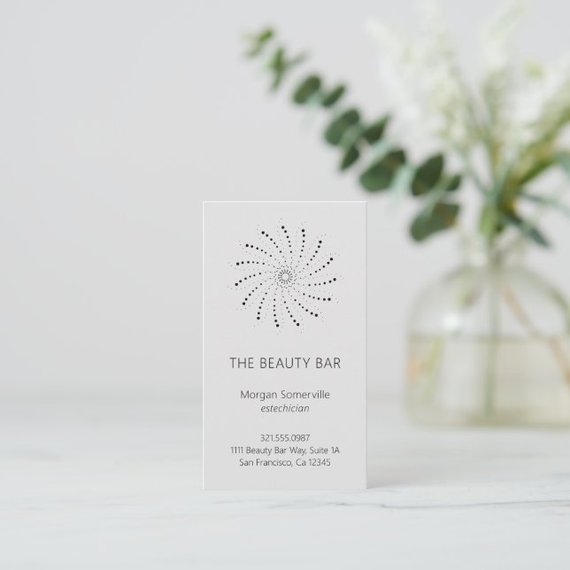 Elegant Slate Grey Abstract Flower Modern Business Card (Standing Front)
