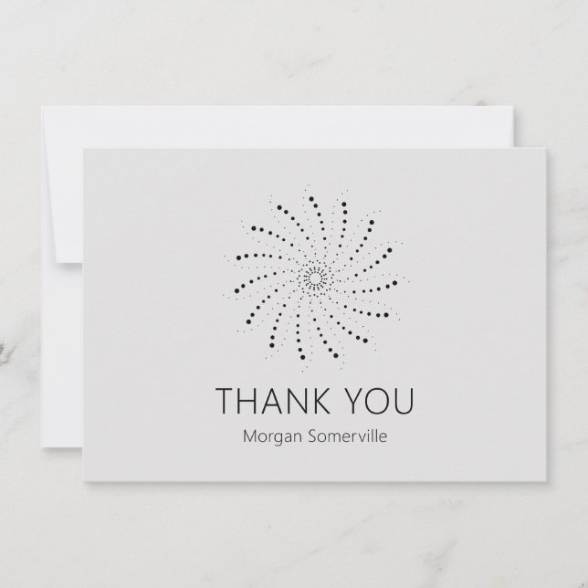 Elegant Slate Grey Abstract Flower Modern Thank You Card (Front)