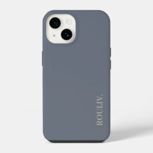 Elegant Slate Grey Minimalist ROULIV iPhone 14 Case