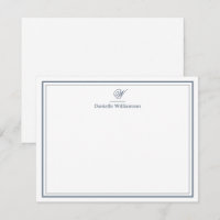 Elegant Slate Grey Monogram Double Border White