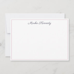 Elegant Slate Grey Script Blush Pink Border Card