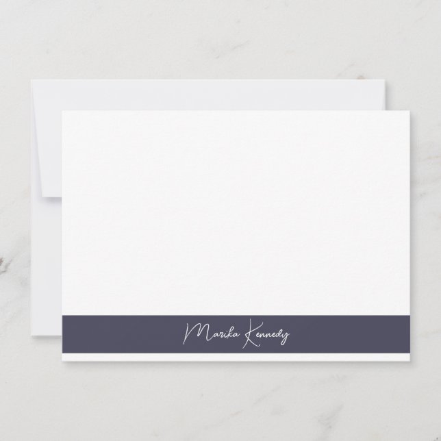 Elegant Slate Grey Script Signature Card (Front)
