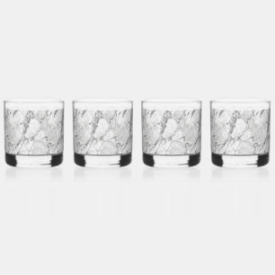Elegant Slate Whirl Marble Texture Drinkware Style Whiskey Glass