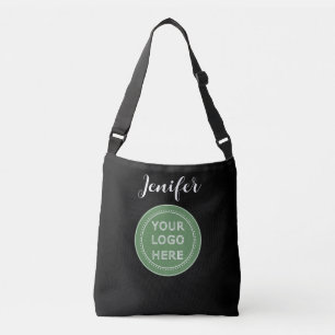 Elegant & Sleek Black QR Code Crossbody Bag