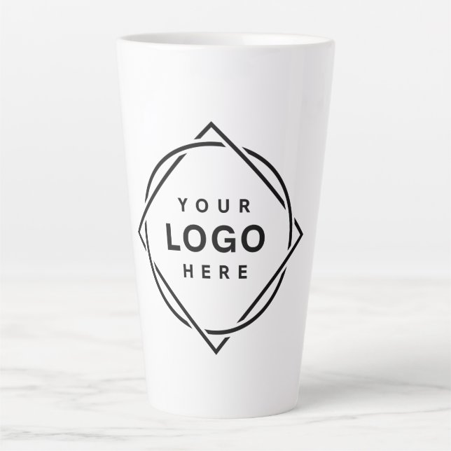 Elegant & Sleek Black QR Code Latte Mug (Front)