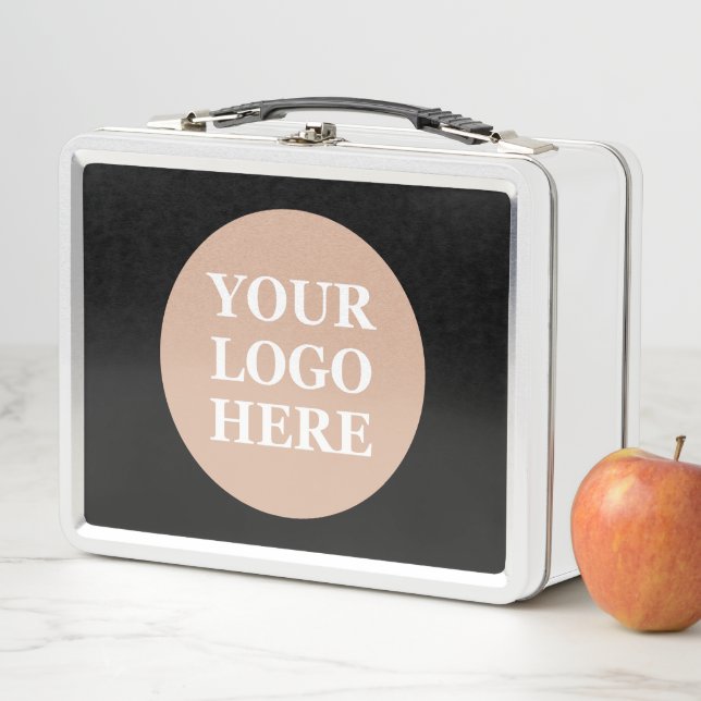 Elegant & Sleek Black QR Code Metal Lunch Box (In Situ)