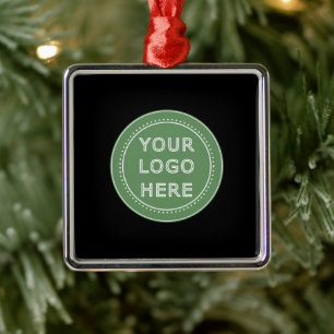 Elegant & Sleek Black QR Code Metal Ornament