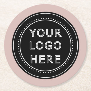 Elegant & Sleek Black QR Code Round Paper Coaster