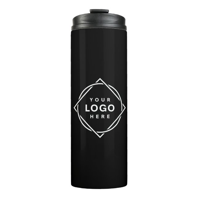 Elegant & Sleek Black QR Code Thermal Tumbler (Front)