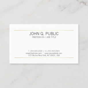 Elegant Sleek Plain Gold Stripes Modern White Business Card