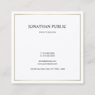 Elegant Sleek Plain Modern Gold Look Professional Square Business Card
