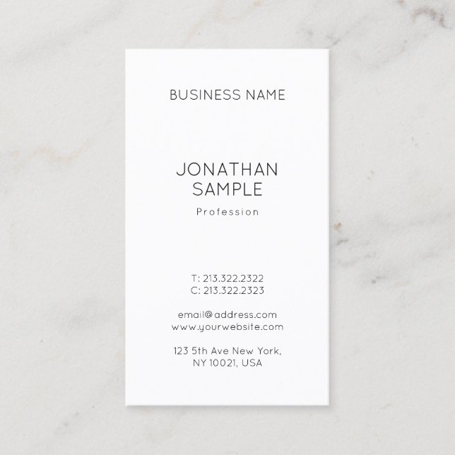 Elegant Sleek Professional Design Modern Plain Business Card (Front)