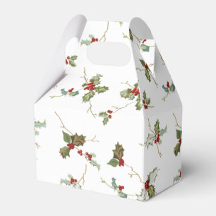 Elegant Small Christmas Holly on White Background Favour Box