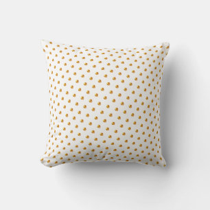 Elegant Small Gold Polka Dots on White Cushion