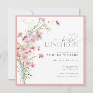 Elegant Small Pink Flowers Bridal Luncheon Invitation
