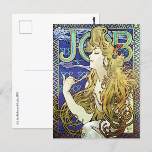 Elegant Smoke,Job by by Alphonse Mucha Art Nouveau Postcard