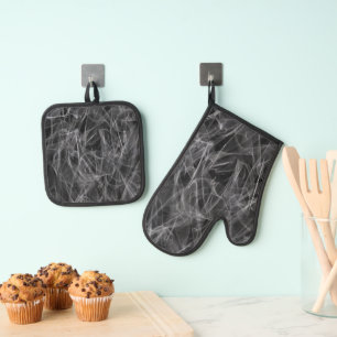 Elegant Smoke Swirls – Mystical Aesthetics Oven Mitt & Pot Holder Set