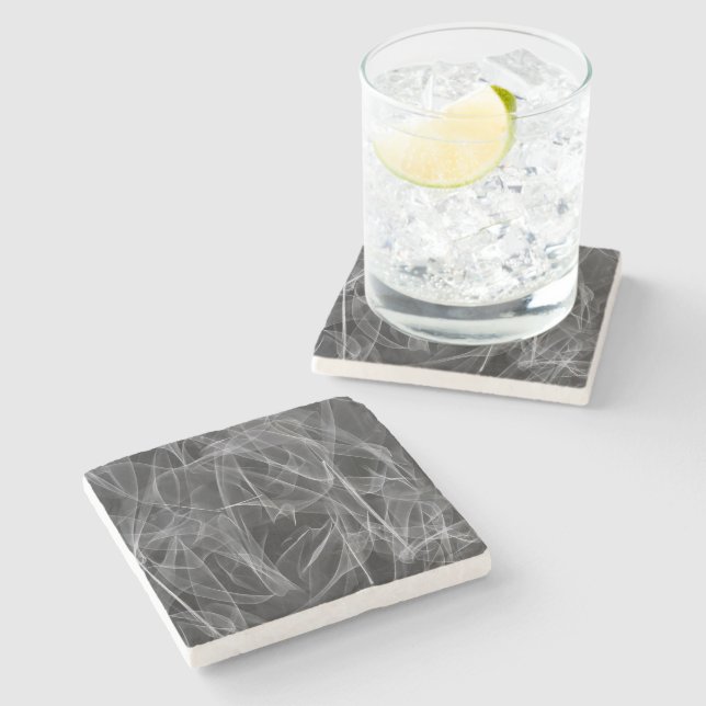 Elegant Smoke Swirls – Mystical Aesthetics Stone Coaster (Side)