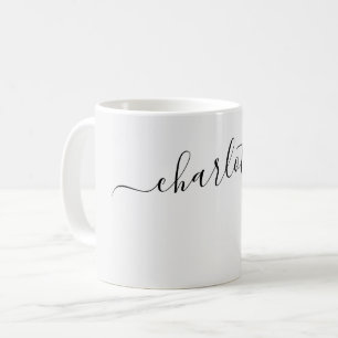 Elegant Smoke White Colour Modern Name Personalise Coffee Mug