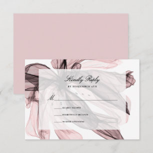 Elegant Smoky Floral Dusty Rose Pink Wedding  RSVP Card