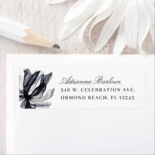 Elegant Smoky Floral Navy Return Address Return Address Label