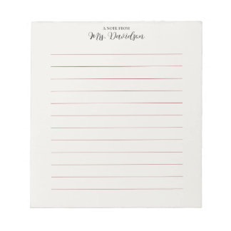 Elegant Smooth Lines Teacher Notepad