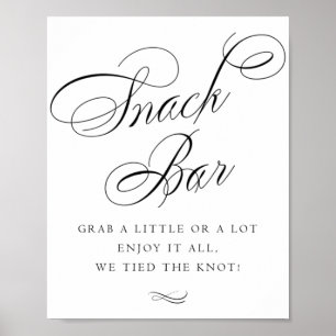 Elegant Snack Bar Black Calligraphy Chic Table Poster