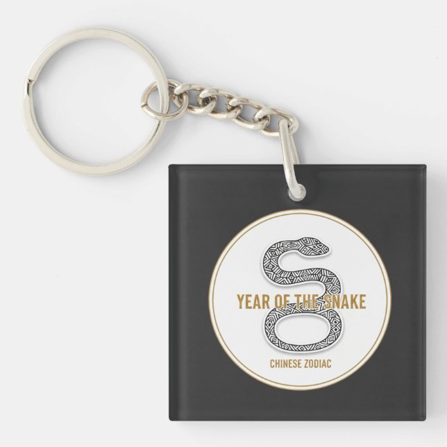 Elegant Snake - Luxury Chinese Zodiac Art & Mystic Key Ring (Front)