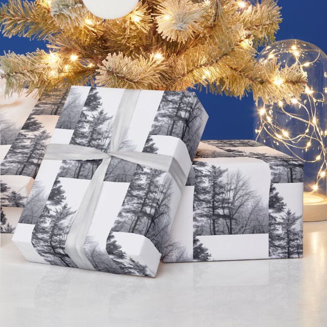 Elegant Snow-covered Trees Winter Photo Pattern Wrapping Paper (Holidays)