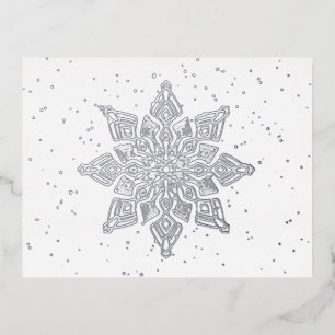 Elegant Snow Flake Real Foil Holiday Postcard