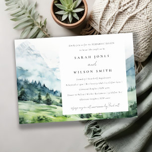 Elegant Snow Mountain Landscape Rehearsal Dinner Invitation