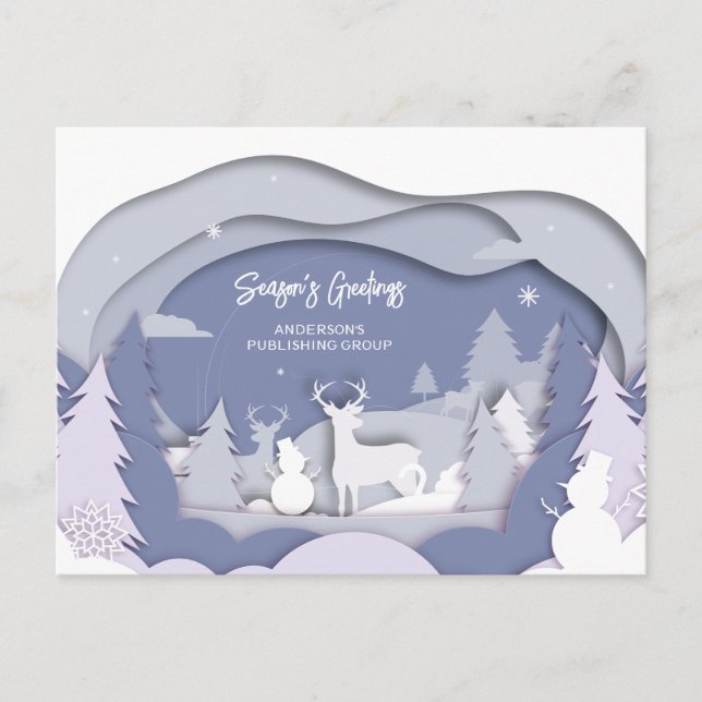 Elegant Snow Scene Business Holiday Card (Front)
