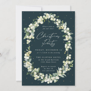 Elegant Snowberry+Eucalyptus Frame Christmas Party Invitation