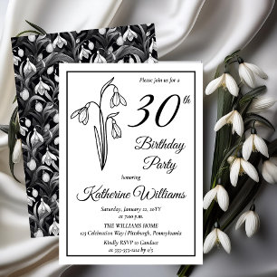 Elegant Snowdrops 30th Birthday Party  Invitation