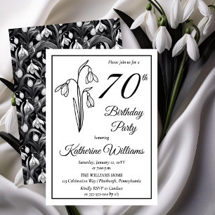 Elegant Snowdrops 70th Birthday Party  Invitation