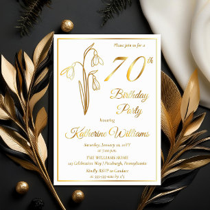 Elegant Snowdrops 70th Birthday Party Stamped