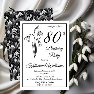 Elegant Snowdrops 80th Birthday Party  Invitation