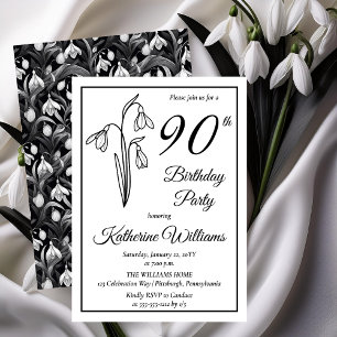Elegant Snowdrops 90th Birthday Party  Invitation